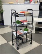 Этажерка металлическая на колесиках черная 2978